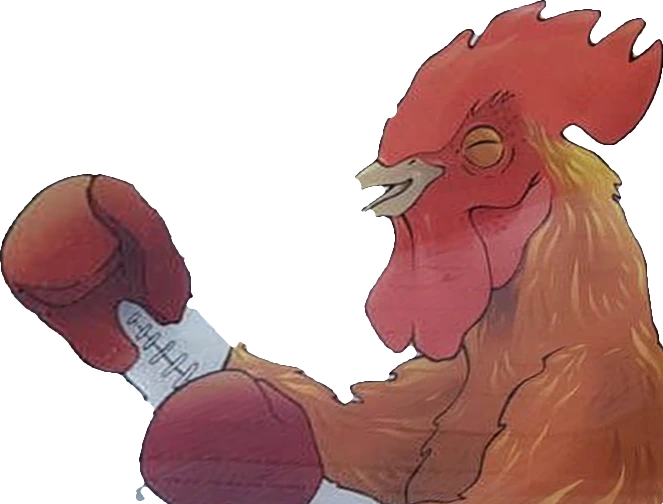 El gallo boxeador de la pollería